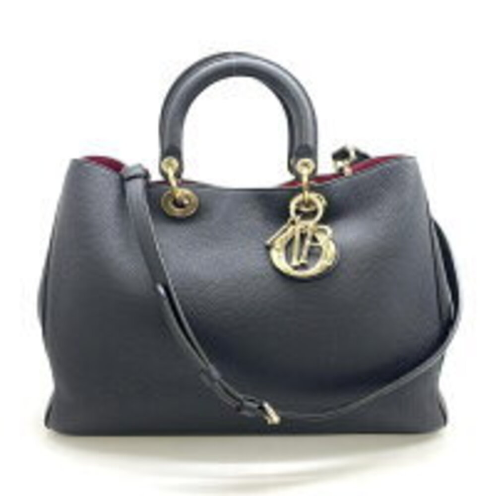 Christian Dior Diorissimo Handbag Leather Black